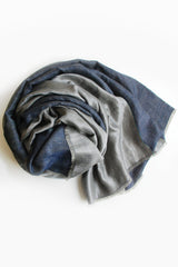 Pashmina Cashmere Scarf in Blue and Silver