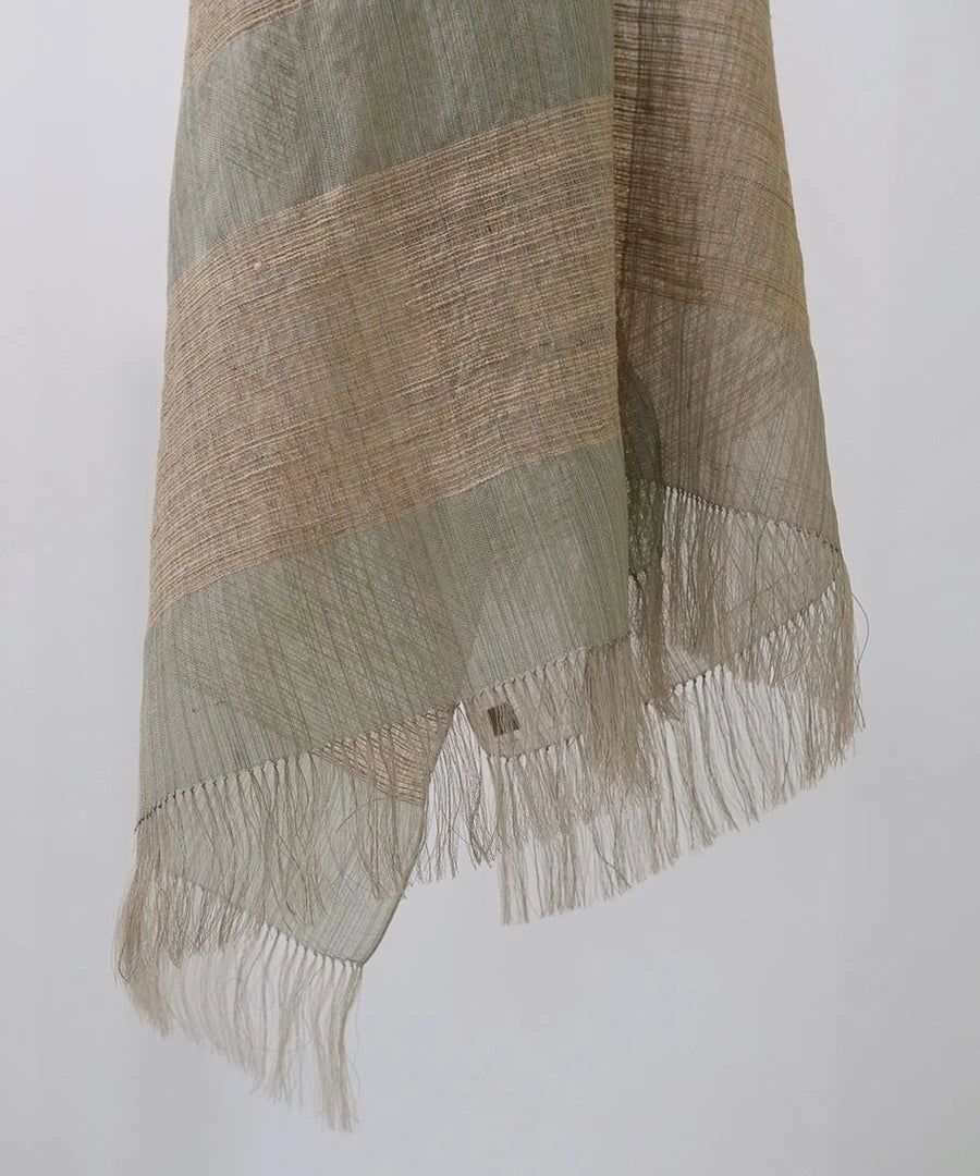 Silk Stole in Pale Green and Natural