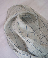 Silk Stole in Off-White and Indigo Stripes