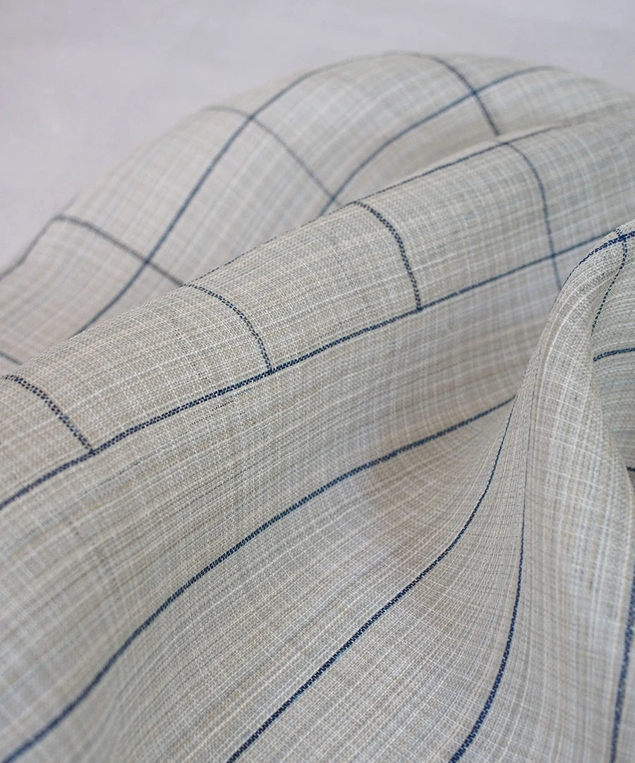 Silk Stole in Off-White and Indigo Stripes