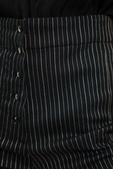 Panel Pant in Black & Gold Wool Pinstripe