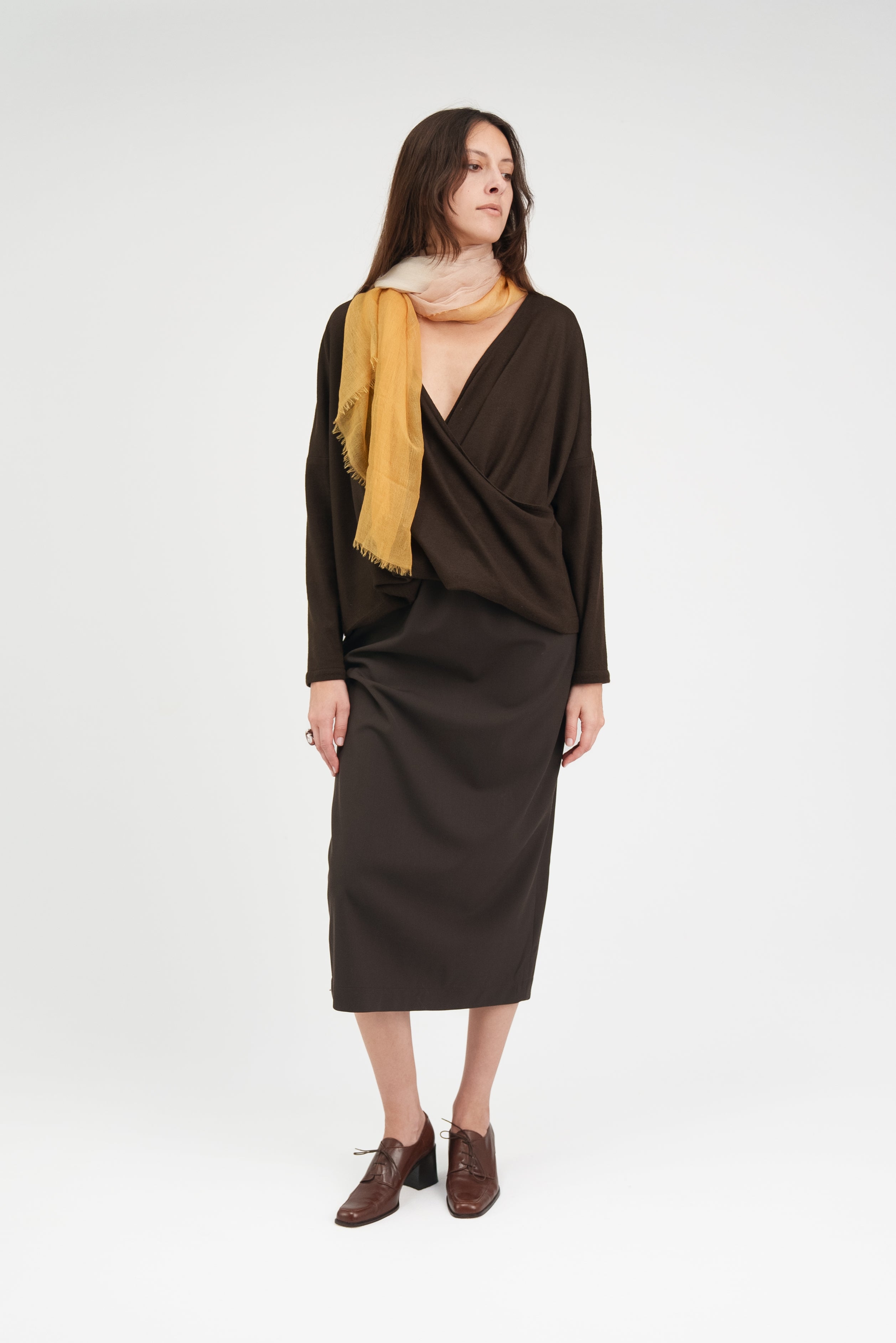 Jersey Skirt in Brown Wool Lycra