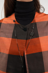 Round Neck Vest in Vintage Japanese Silk Check