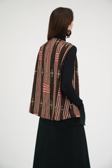 Round Neck Vest in Vintage Japanese Silk Ikat
