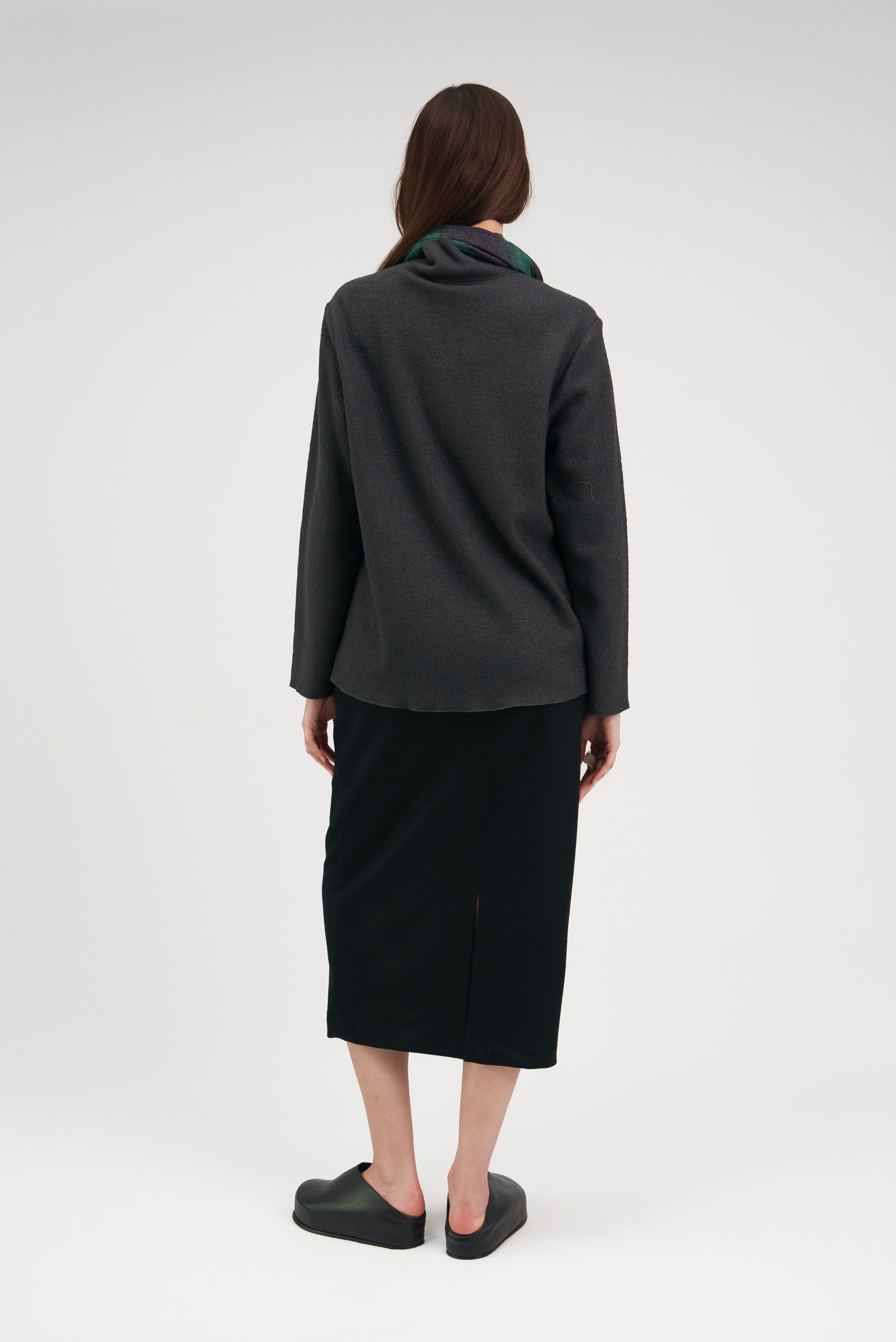 Jersey Skirt in Black Wool Knit