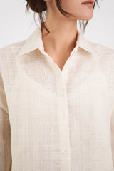 Pleat Blouse in Vintage Japanese Raw Ivory Silk