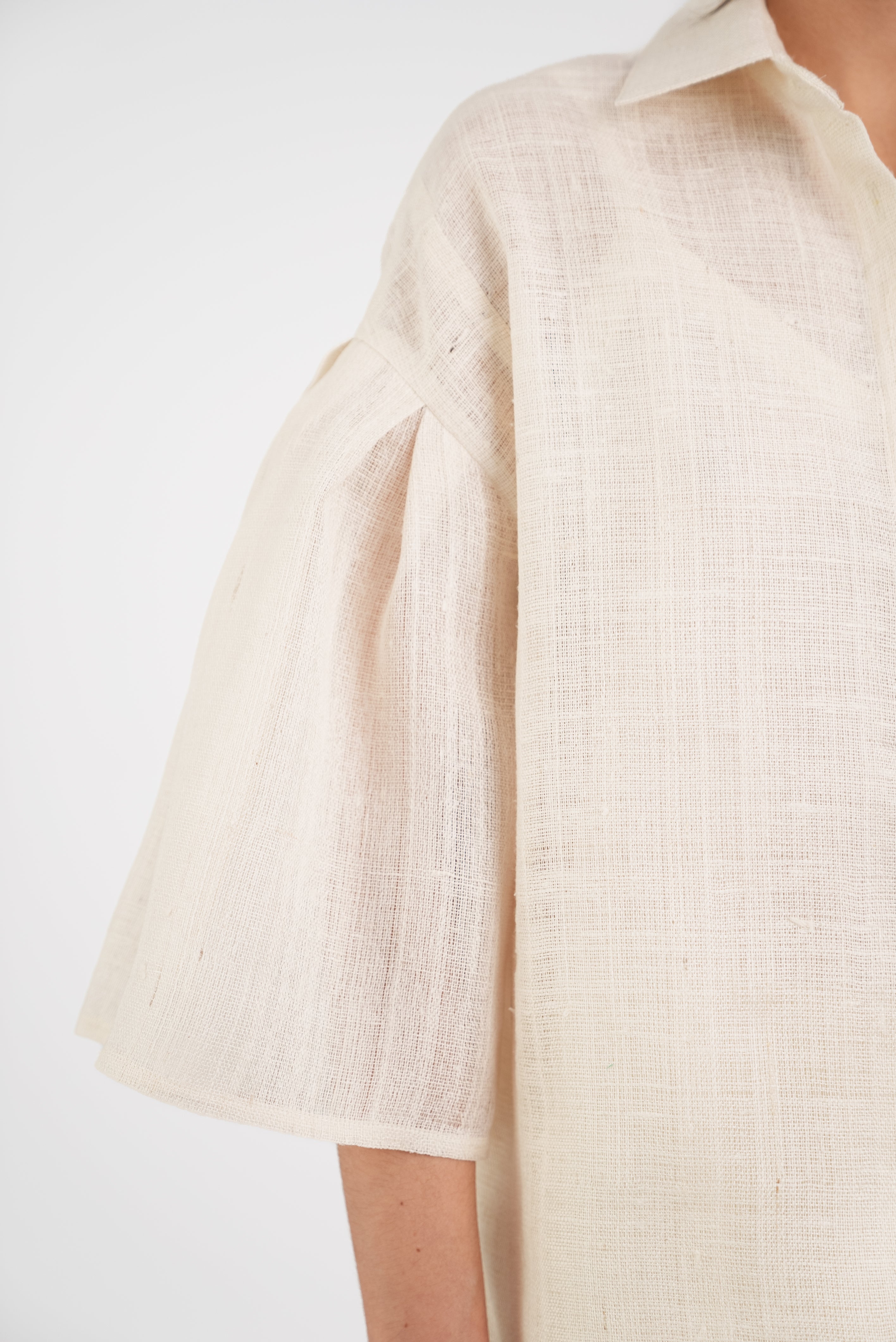 Pleat Blouse in Vintage Japanese Raw Ivory Silk
