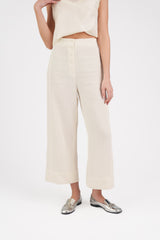 Panel Pant in Ivory Carreras Linen