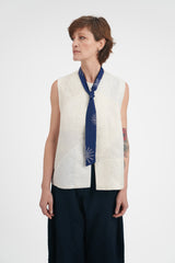 Round Neck Vest in Vintage Japanese Raw-Pieced Linen
