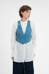 Petite Vest in Vintage Japanese Raw-Pieced Linen