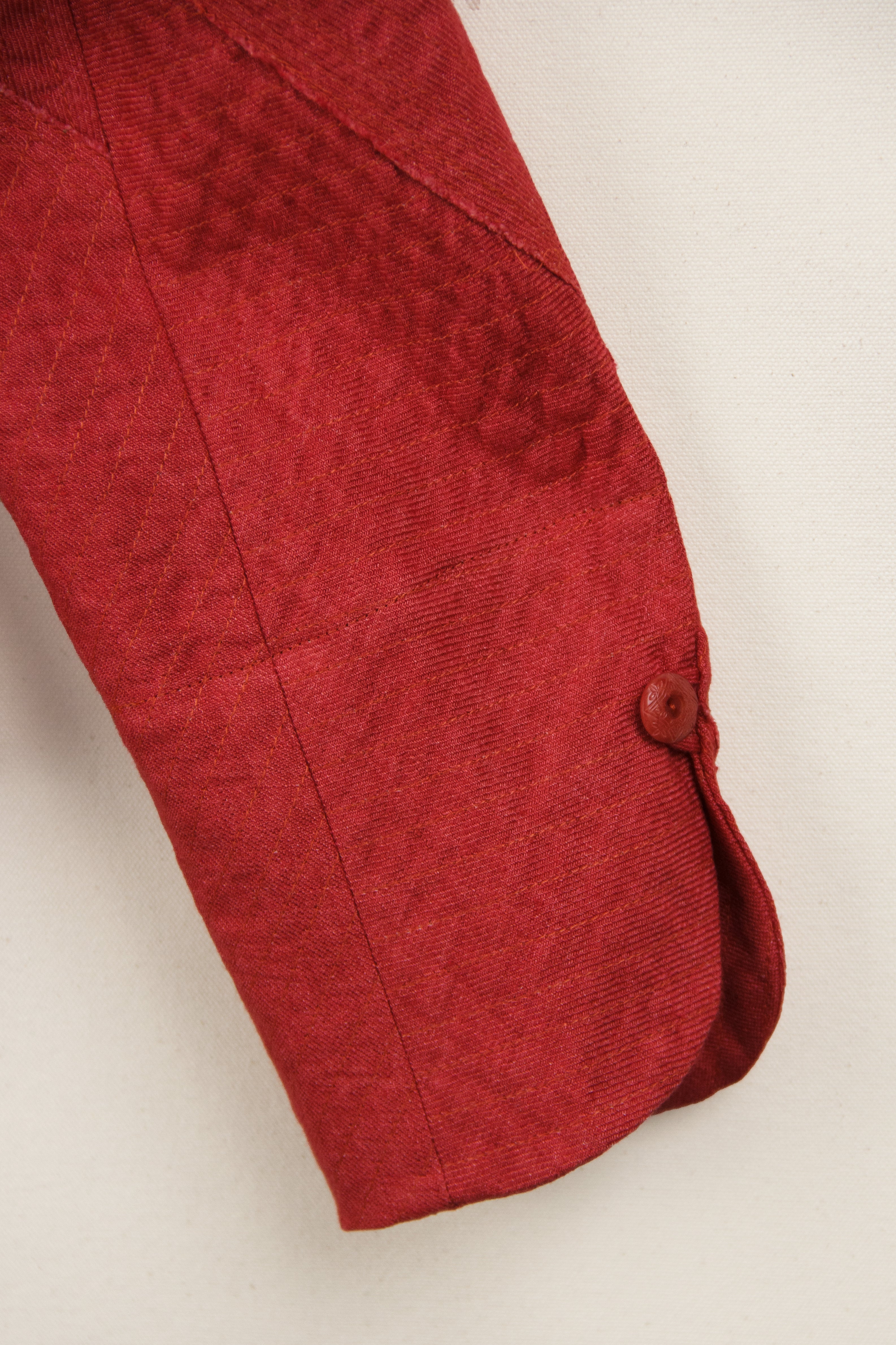 Lily Jacket in Red Raw-Pieced Italian Linen