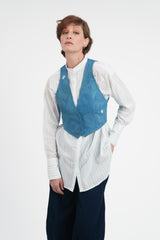 Petite Vest in Vintage Japanese Raw-Pieced Linen