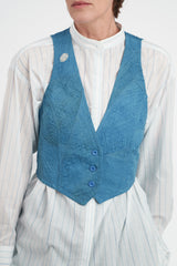 Petite Vest in Vintage Japanese Raw-Pieced Linen