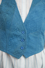 Petite Vest in Vintage Japanese Raw-Pieced Linen