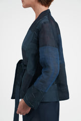 Kendo Jacket in Vintage Japanese Dark Blue Linen Mix