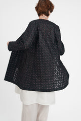 Spring Jacket in Nuno 'Batiste Hoshigaki' Black Cotton