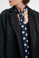 Long Wide Ribbon Tie in Vintage Japanese Shibori Silk