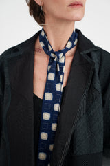 Long Wide Ribbon Tie in Vintage Japanese Shibori Silk