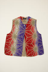 Round Neck Vest in Vintage Japanese Silk Tie-Dye