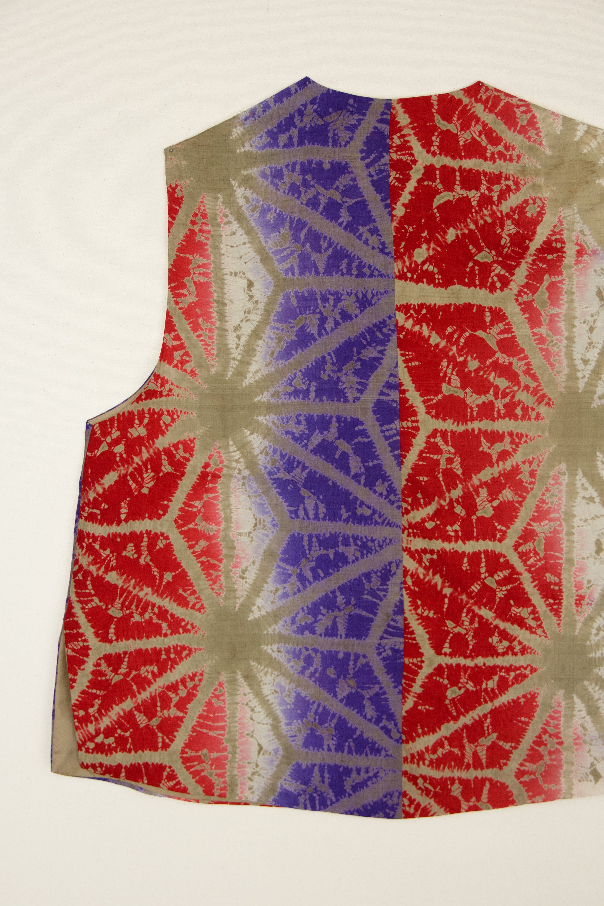 Round Neck Vest in Vintage Japanese Silk Tie-Dye