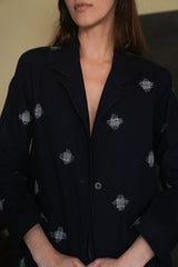 Christina Jacket in Embroidered Indigo Cotton