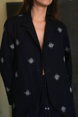 Christina Jacket in Embroidered Indigo Cotton