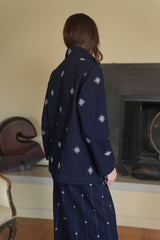 Christina Jacket in Embroidered Indigo Cotton