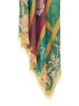 Scarf in Green and Ochre Peonies