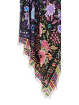 Scarf in Vibrant Black Ground Floral