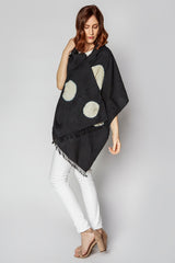 Tie-Dyed Linen Shawl with White Dots