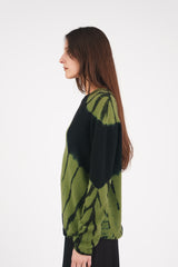 Cashmere Seamless Long Pullover in Leaf Green