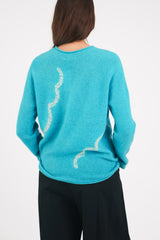 Cashmere Seamless Long Pullover in Turquoise
