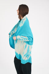 Cashmere Upside Down Cape in Turquoise