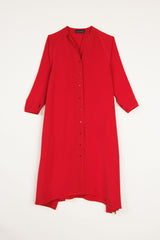 Angle Dress in Red Silk Crepe