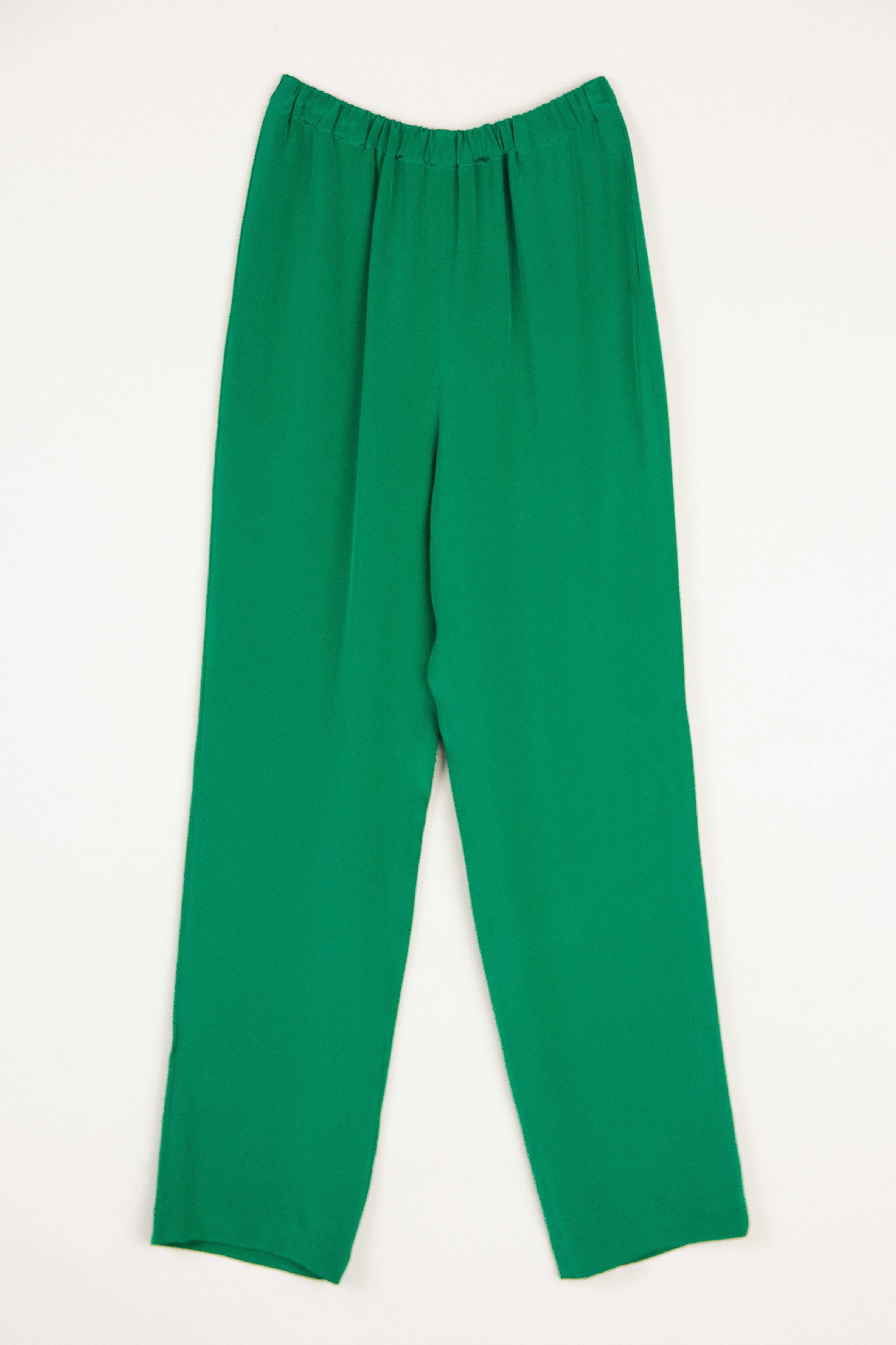 Straight Leg Pant in Green Silk Crepe