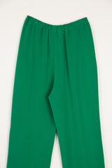 Straight Leg Pant in Green Silk Crepe