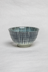 Porcelain Bowl with Cobalt Stripes