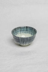 Porcelain Bowl with Cobalt Stripes