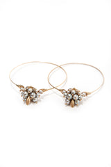 Hoop Cluster Earrings with Gray Pearls