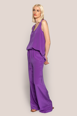 PJ Pant in Purple Silk Crepe