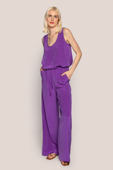 PJ Pant in Purple Silk Crepe