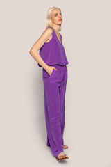 Scoop Tank in Purple Silk Crepe