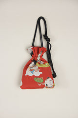 Drawstring Bag in Vintage Japanese Red Silk