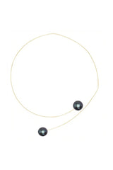 Round Point Neckwire with Freshwater Pearls - Black