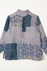 Sally Shirt in Vintage Japanese Blue Linen Mix