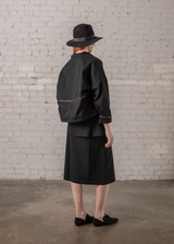 Anorak Jacket in Black Twill with Gold Trim