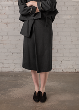 Peplum Skirt in Black Heavy Cotton