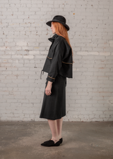 Peplum Skirt in Black Heavy Cotton