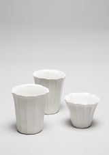 Fluted White Porcelain Cups