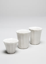 Fluted White Porcelain Cups